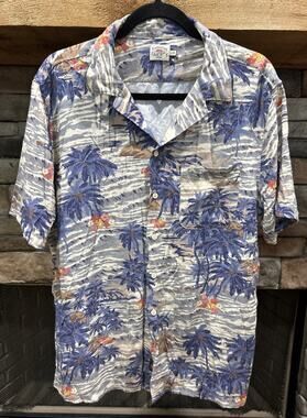 Men’s FLAHERTY Hawaiian Short Sleeve Button Up Shirt Size L *A8